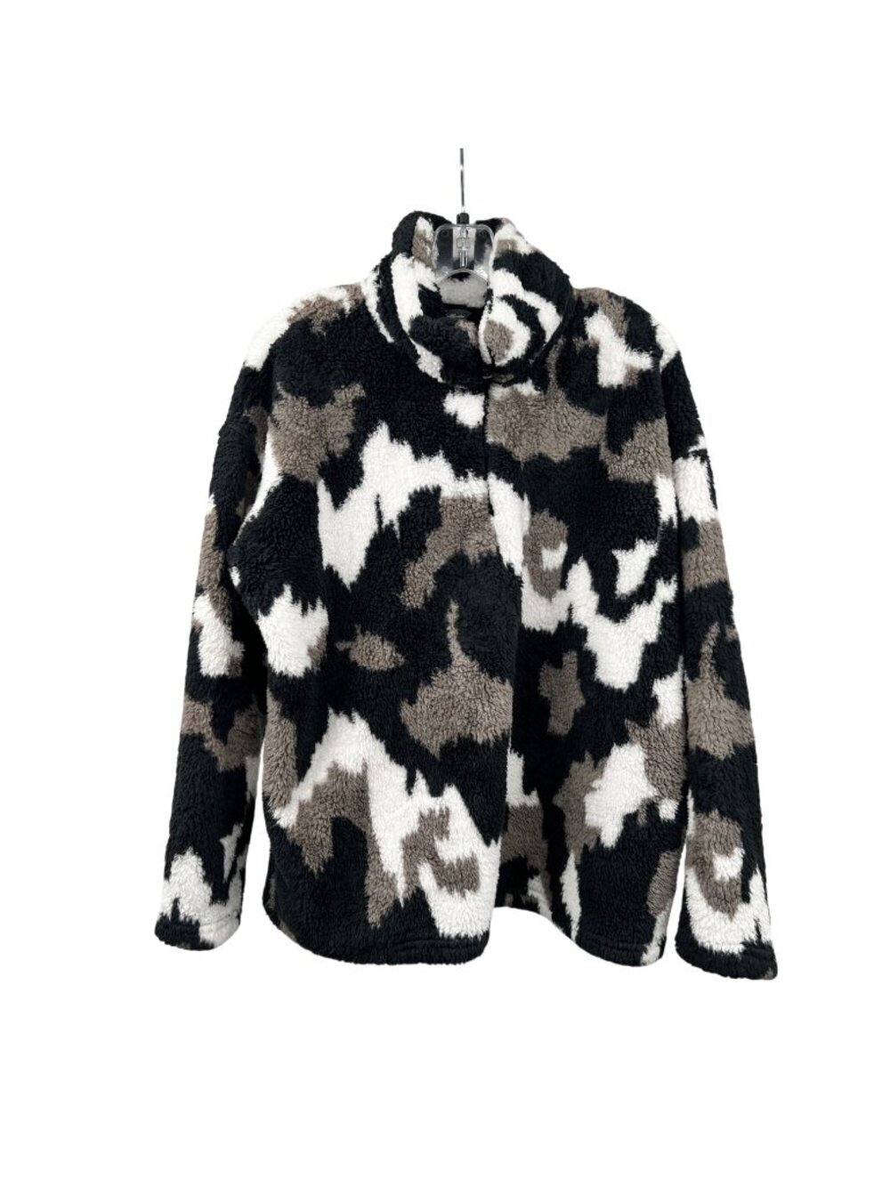 Eddie Bauer Womens Sherpa Pullover Multicolor Print 1/4 Zip Size XL